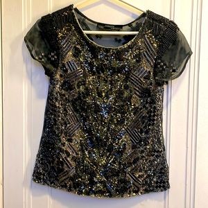 All Saints, hand embellished sequined shirt, size 0